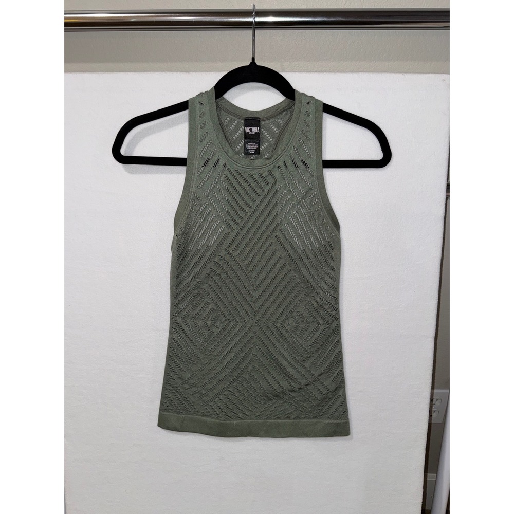 Victoria Sport Women's Olive Green Seamless Pointelle Racerback Tank Top XS